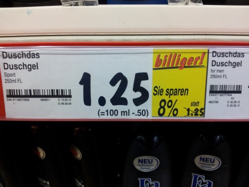 8 % günstiger: Duschdas Duschgel für 1,25 € statt 1,25 €