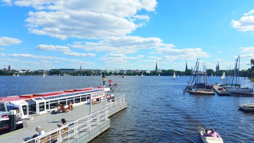 Blick von der Außenalster Richtung Binnenalster