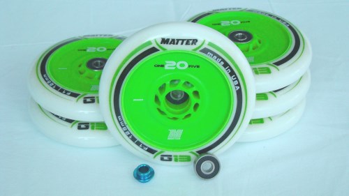 Wettkampfrollen Straße: Matter One20Five G13 TR3 F1 125 mm | neue HTB Magic EVO 2 Kugellager | Standard-Spacer | Gesamtgewicht: 1241 g*