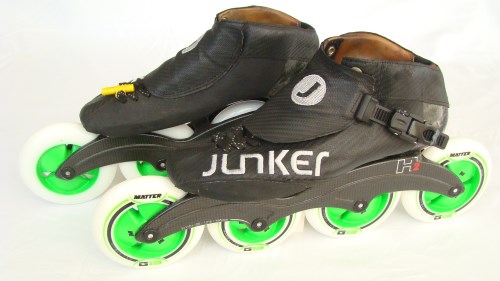 Junker-Speedskates mit EO H2 HiLo-Schine und Matter G13 TR3 F1 Rollen | Gesamtgewicht: 2402 g*