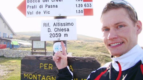 Ich hab es geschafft: Alex auf dem Monte Altissimo auf 2.059 m Höhe über NN