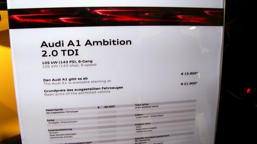 Audi A1 2.0 TDI (143 PS) - Preise