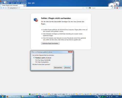 Screenshot von angeblichen Flashplayer-Update - Virus/Trojaner!