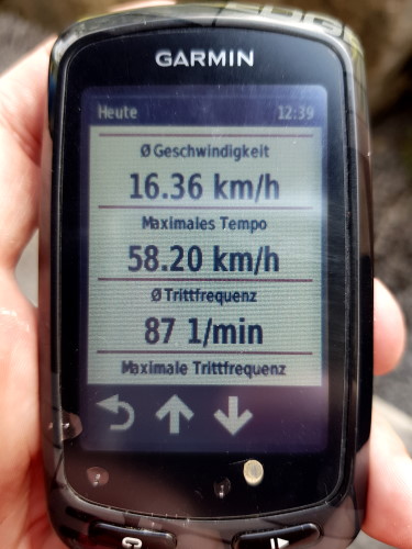 Mit 58,2 km/h war ich dieses Mal gar nicht so schnell unterwegs - gab aber auch keine tolle Abfahrt und recht viele Wanderer